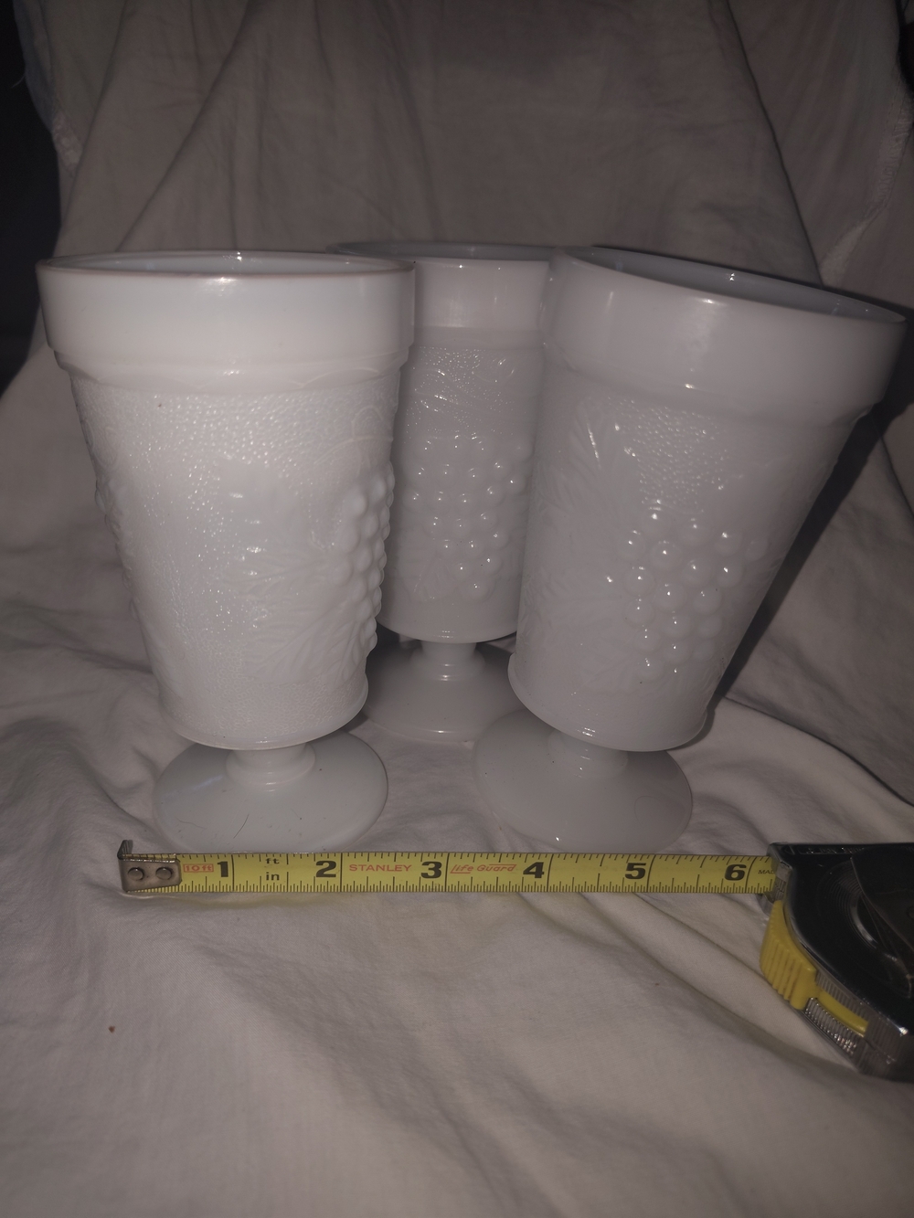 White Milk Glass Goblet Set - Elegant Home Dining Glassware
